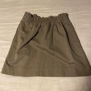 Army Green JCrew Linen Cotton Paperbag Waist Skirt